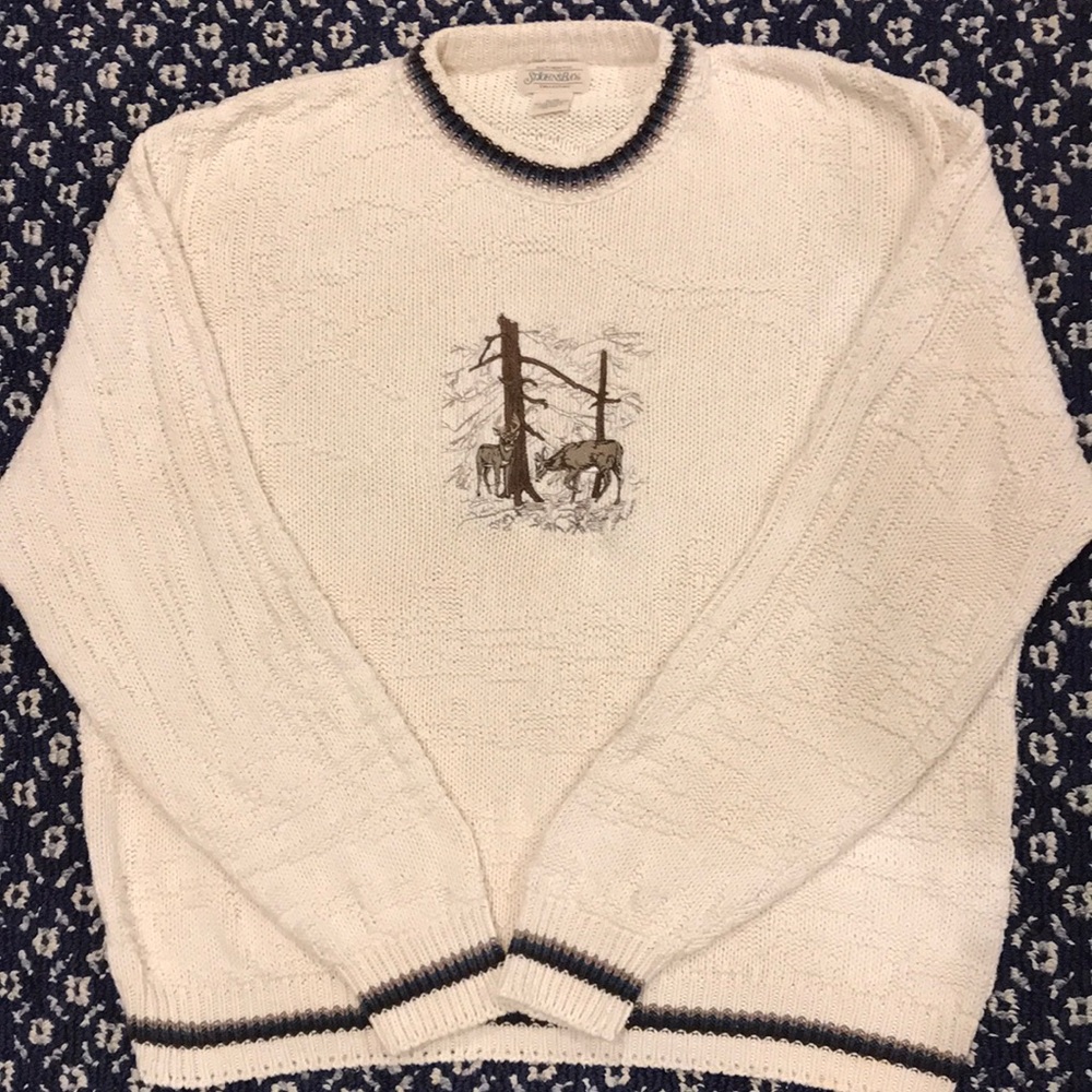 Authentic St. John’s Bay Collection Sweater Deer in Forest